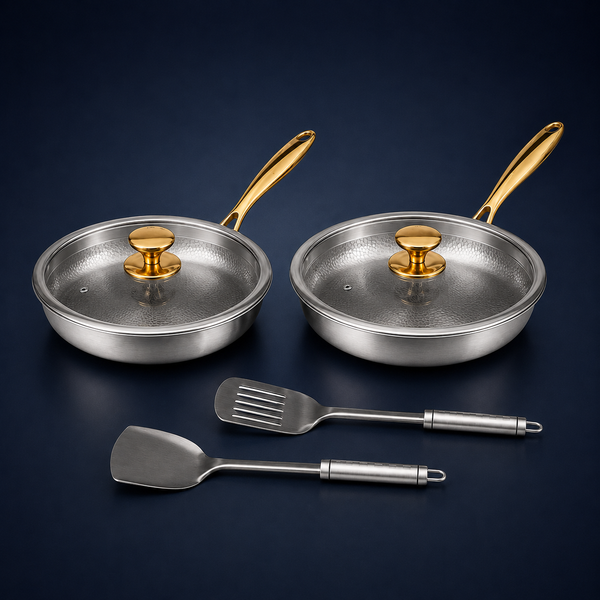Set Duo Quotidien de poêles en titane pur Maison Ferré®, 6 pièces