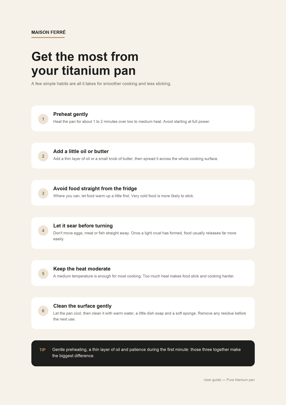 Maison Ferré pan use and care guide